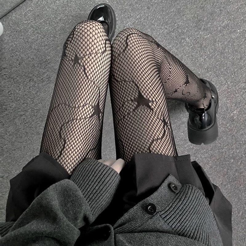 Retro Leopard Print Jacquard Pantyhose - Women's Sexy Slimming Mesh Silk Stockings in Black