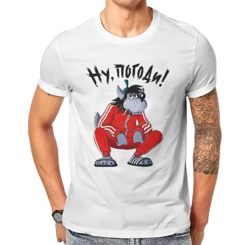 Trainingsanzug Squat Wolf T-Shirt Nu Pogodi Well Just You Wait Wolf Hase Cartoon Grafik T-Shirts Vintage Lustige Unisex Kurzarm Tops