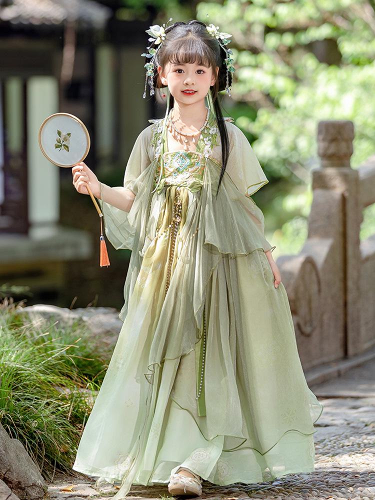 Girls' Summer Hanfu Dress - 2026 New Tang-Inspired Fairy Costume