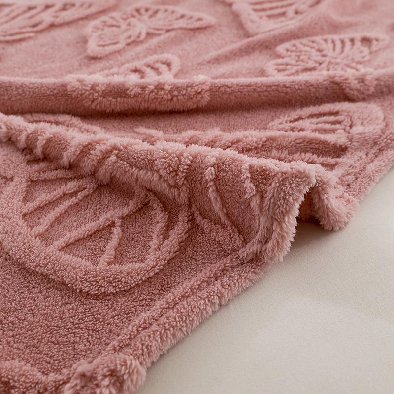Velvet Jacquard Butterfly Flower Multifunctional Wool & Coral Nap Blanket