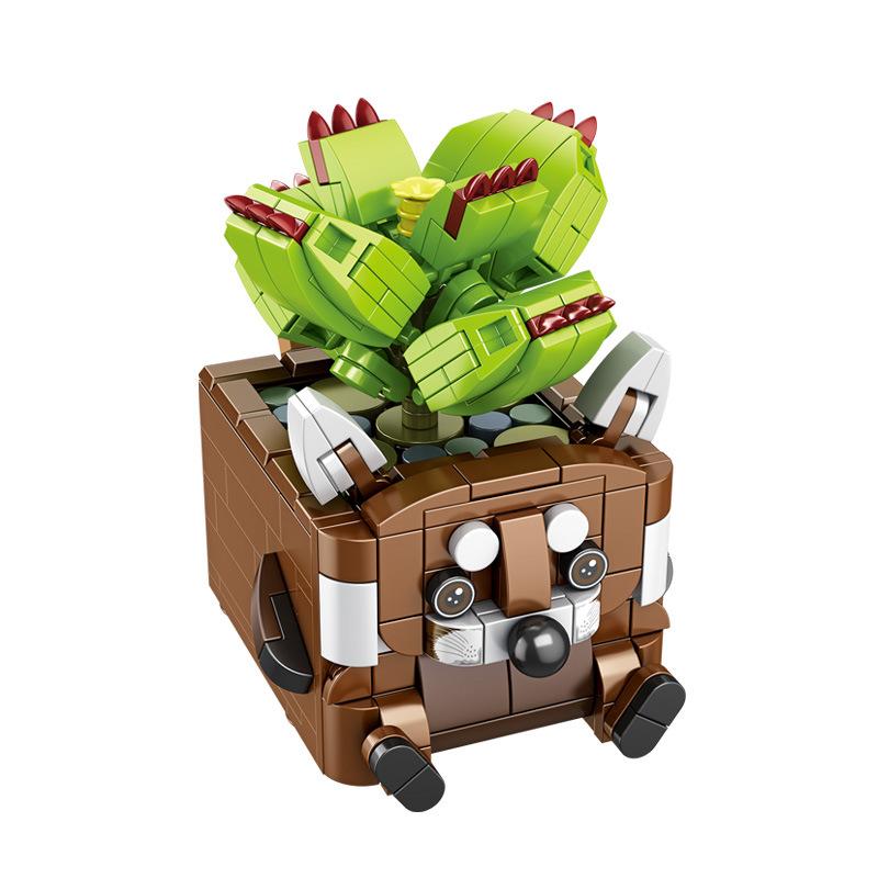 DIY Succulents Series Animal Potted brickheadz Assembled Building Blocks Small Particles Girl Toy Flower Toys for Children Gifts
