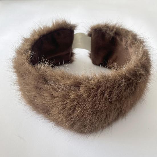 Artificial Hair Band Elastic Imitation Fox Fur Headband Wide Edge Design No Dome Coldproof Winter Hair Tie