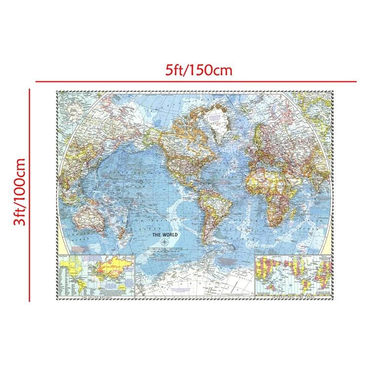 -MAP- World Map (1960) World Map Poster Prints Wall Posters,Tourism/Educational Tool,Decorative Hanging Picture