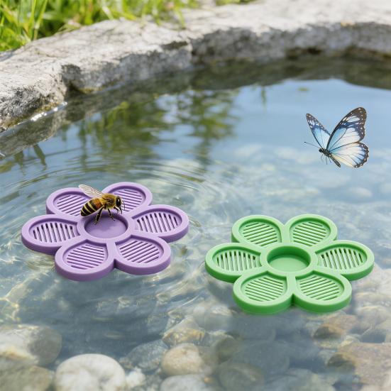 Floating Bee Station Flower Shaped Floating Bee Watering Station Butterfly Bee Feeder for Feeding Bee Bath Outdoor Garden Decor