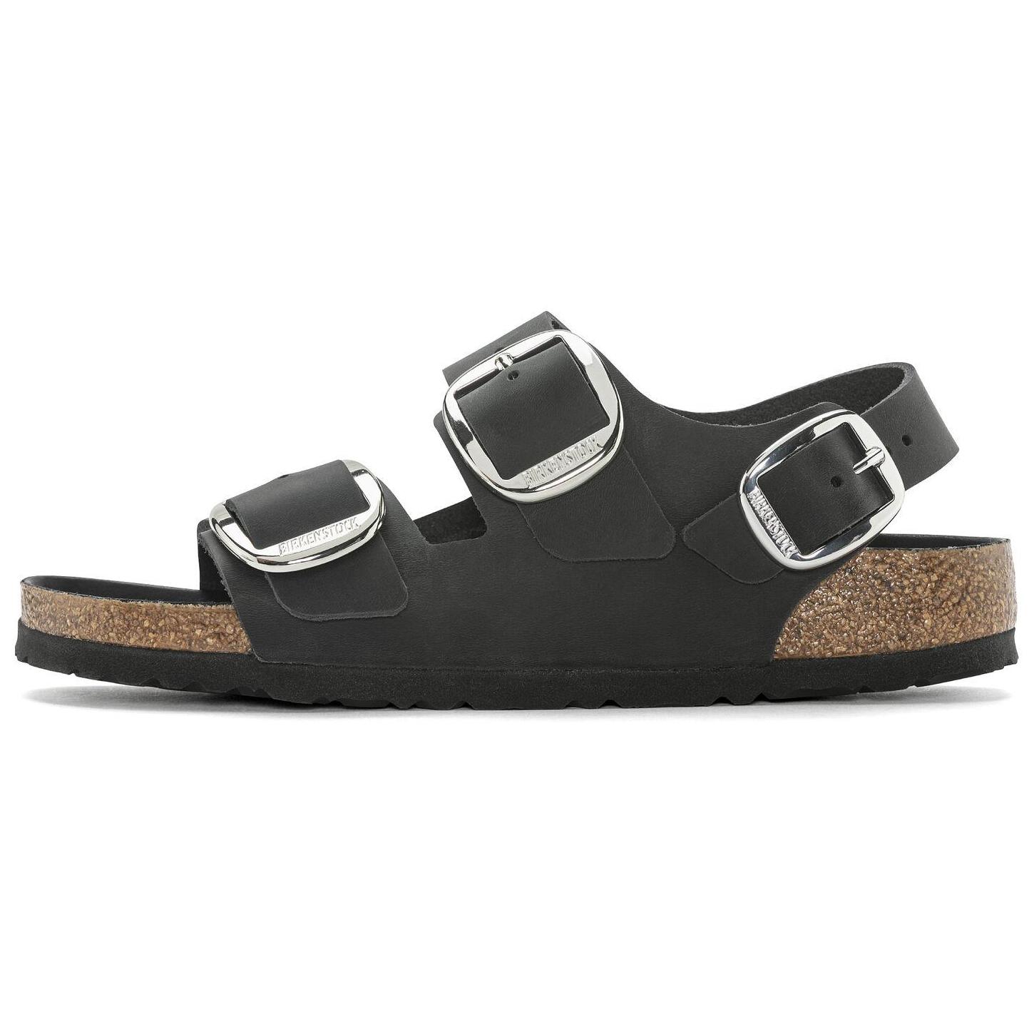 Birkenstock Milano Big Buckle Leather Stylish Sandal Womens Black 1024943 39 чёрный