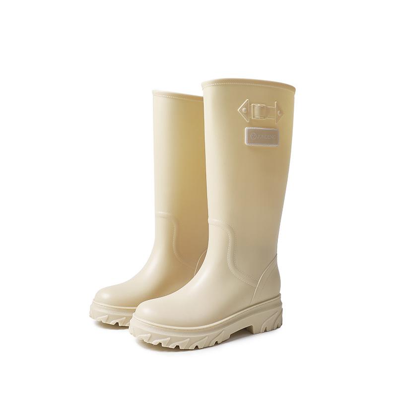 Fashion extra high wading women's boots long tube rubber shoes over the knee women's rain boots powder water boots dazzling black women