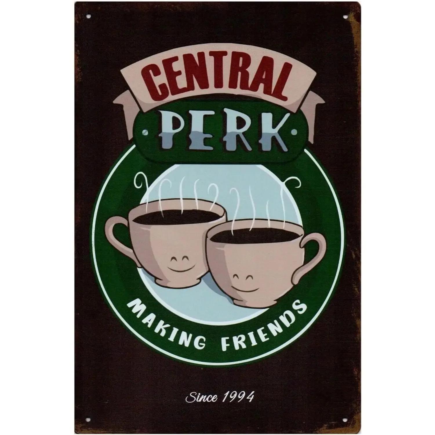 

1pcsVintage Coffee Shop Metal Sign Retro Style Central Perk Tin Wall Art for Home Café Decor 20x30cm（7.8x11.8inch）