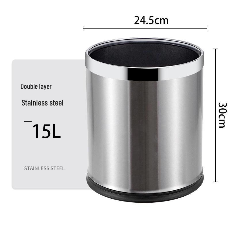 Fireproof Double-Layer Stainless Steel Trash Can for Hotels & Game Rooms
