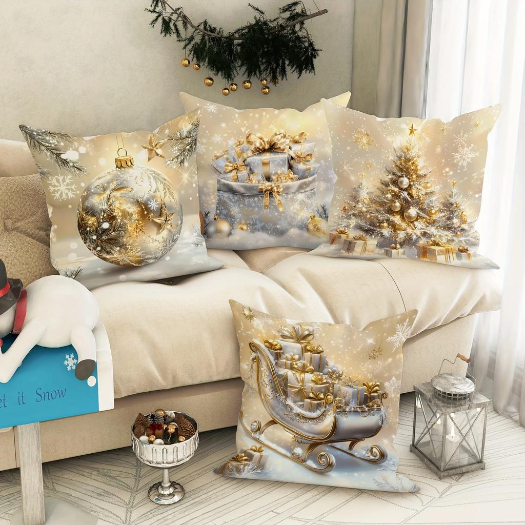 Kissenbezug mit Weihnachtsmotiv, luxuriöser Kissenbezug als Weihnachtsgeschenk, geeignet als Kissenbezug für das Wohnzimmer, Sofa, als Geschenk
