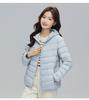 Down women's hooded down jacket women's light and thin short large size light foreign style white duck down jacket Pinghu down jacket batch
