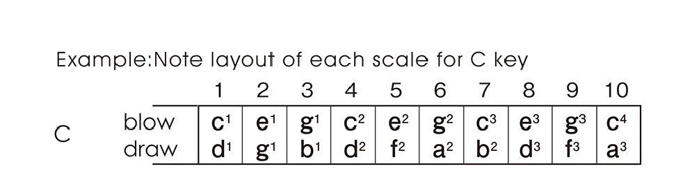 SUZUKI 10 Hole Harmonica PURE HARP Tone MR-550 A