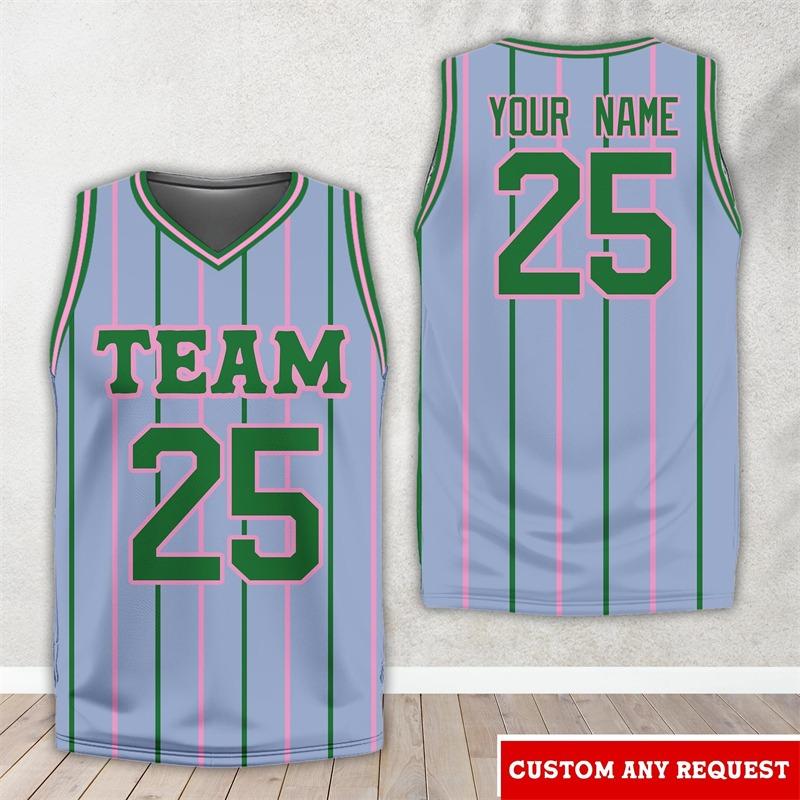 Fashion Striped Graphic Basketball Jersey Summer Custom Name Team Name Number Logo Basketball Uniform Loose Quick Dry V Neck Top