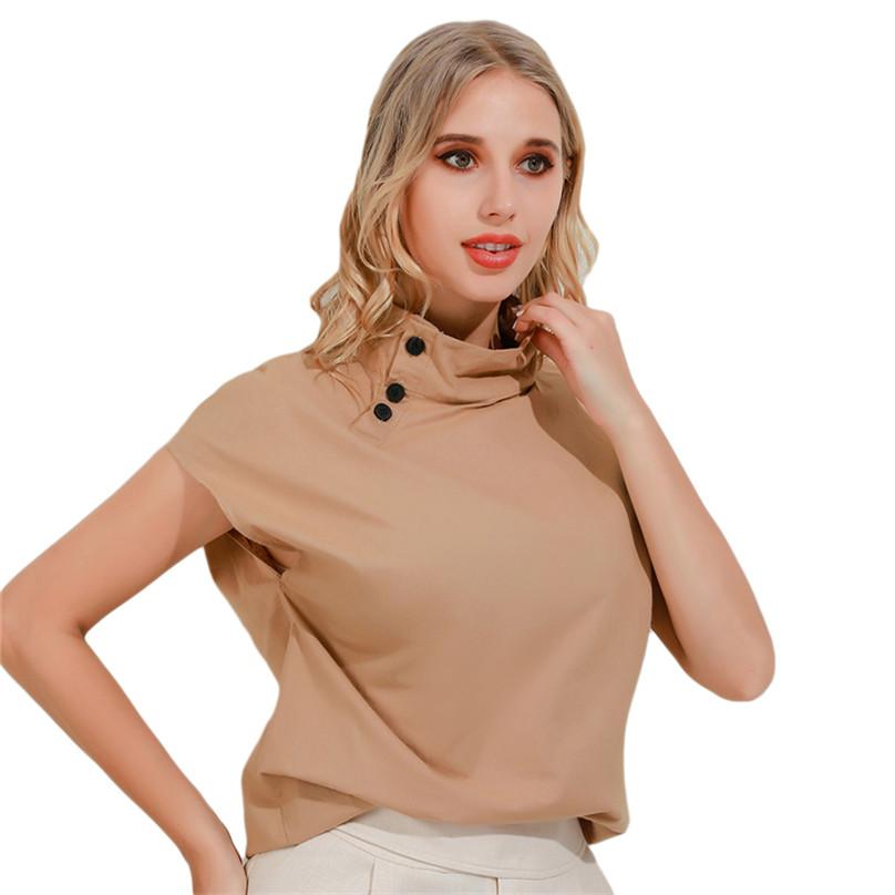 Hochwertiger Sommer Mode Damen Pullover Kurzarm Hemd Einfarbig Geknöpft Lässig Locker Oberteil