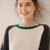 2025 Autumn/Winter Women's Color Block Cashmere Round Neck Loose Knit Sweater