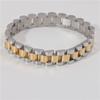 Super 18K Gold & Silver Band Bracelet Statement Stainless Steel Jewelry