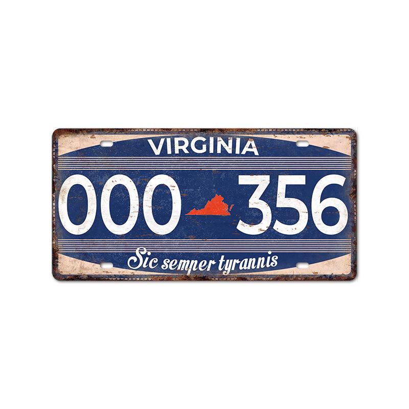 Vintage Tin Art with 1530 License Plate Design: Ideal for American - style Background Wall Decor