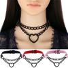 Punk Cosplay PU Kragen Rote Halskette Halsband Schwarz Ketten Maid Frauen Gothic