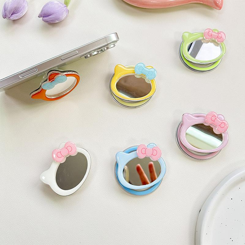 Bow Cat Mirror Mobile Phone Airbag Bracket Wind Makeup Mirror Paste Magnetic Magsafe Creative