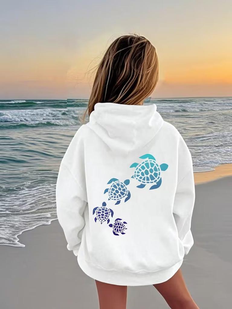 Cute Hoodie Colorful Sea Turtle Kids Girls Children's Sweatshirt Cute Graphic Hoody Boys Autumn Winter Casual Hoodies