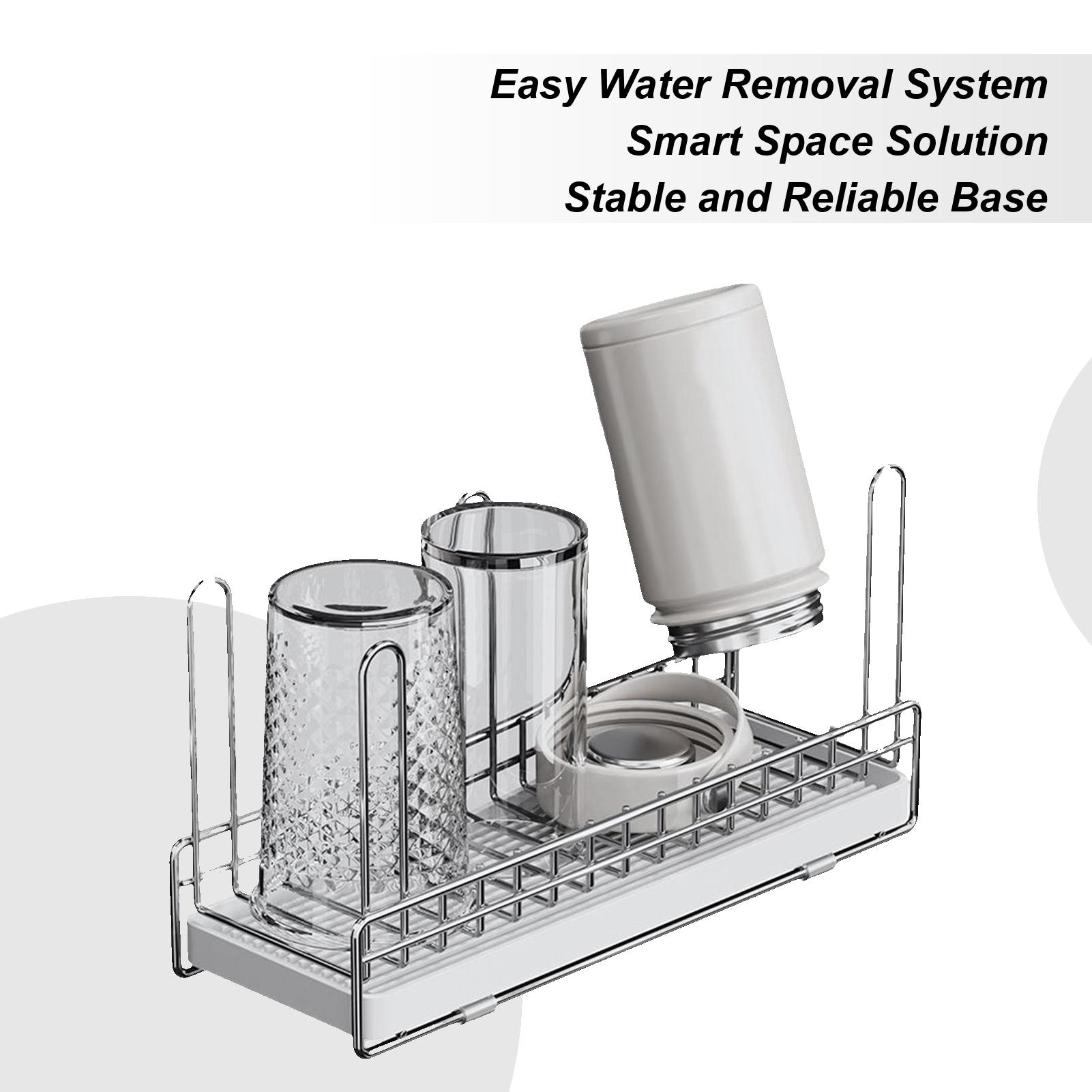 Kitchen Water Cup Shelf Stainless Steel Drainer Organizer Space-Saving Cups Glasses Tumblers Storage For Kitchen Washing CN 4440₽