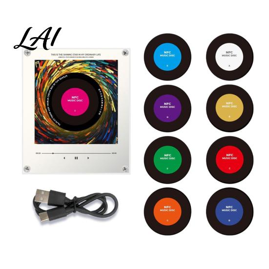 Acrylic Magnetic Music Box Refrigerator Player NFC Enabled Vinyl Record Fridge Magnet Metal Surface Magnet with LED Light Decoration for
