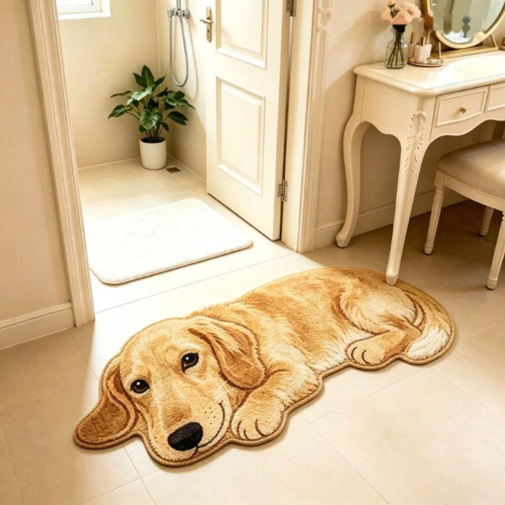 Soft Dog-Shaped Rug Non-Slip Plush Floor Mat Fun Cartoon Animal Carpet Home Decoration