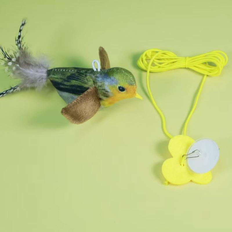 

Подвесная перьевая щебечущая птичка, устойчивая к укусам игрушка для кошек, саморазвлечение и скука, дразнилка для питомцев коричневый