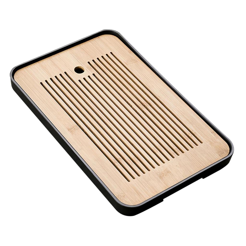 Chinese Bamboo Tea Tray Durable Tea Set Accessory Simple Kungfu Tea Table Drainage for Teahouse Home Hotel Office Household