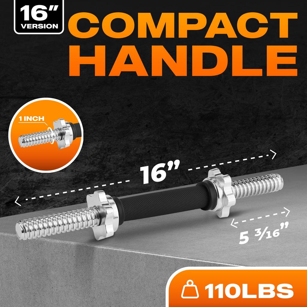 Yes4All Dumbbell Handles, Set of 2, Chrome with Color, 2.5cm Adjustable, 41cm Long [Officially Imported from Japan]