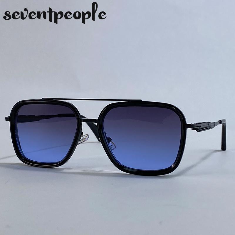 Oversized Square Steampunk Sunglasses Men Luxury Brand Vintage Metal Double Beam Sun Glasses Trendy Outdoor Shades For Male