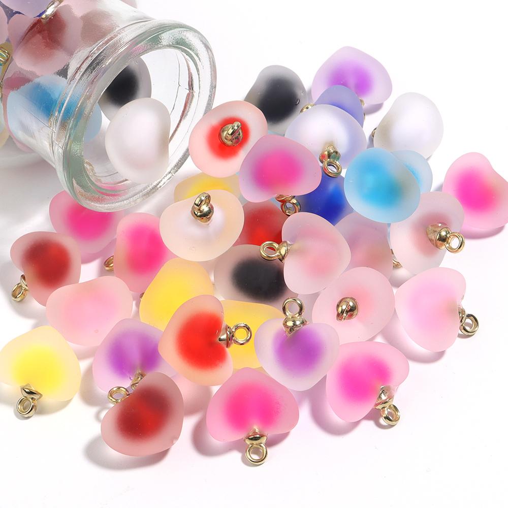 10pcs Acrylic Frosted Heart Beads Multicolor Love Heart Charms Beads For DIY Jewelry Making Bracelets Pendants Earrings Findings