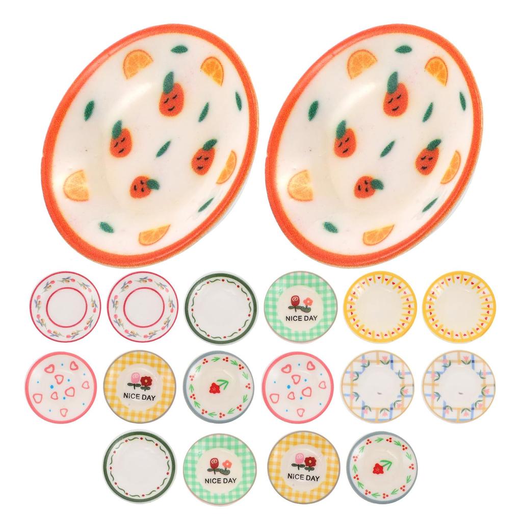 FRCOLOR Miniature Dishware and Plate Set for Pretend Play Kitchen 18-Piece