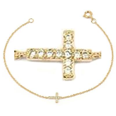 [L4333] – Vergoldetes Armband „Kreuz“ aus Weißgold – 10 x 7 mm