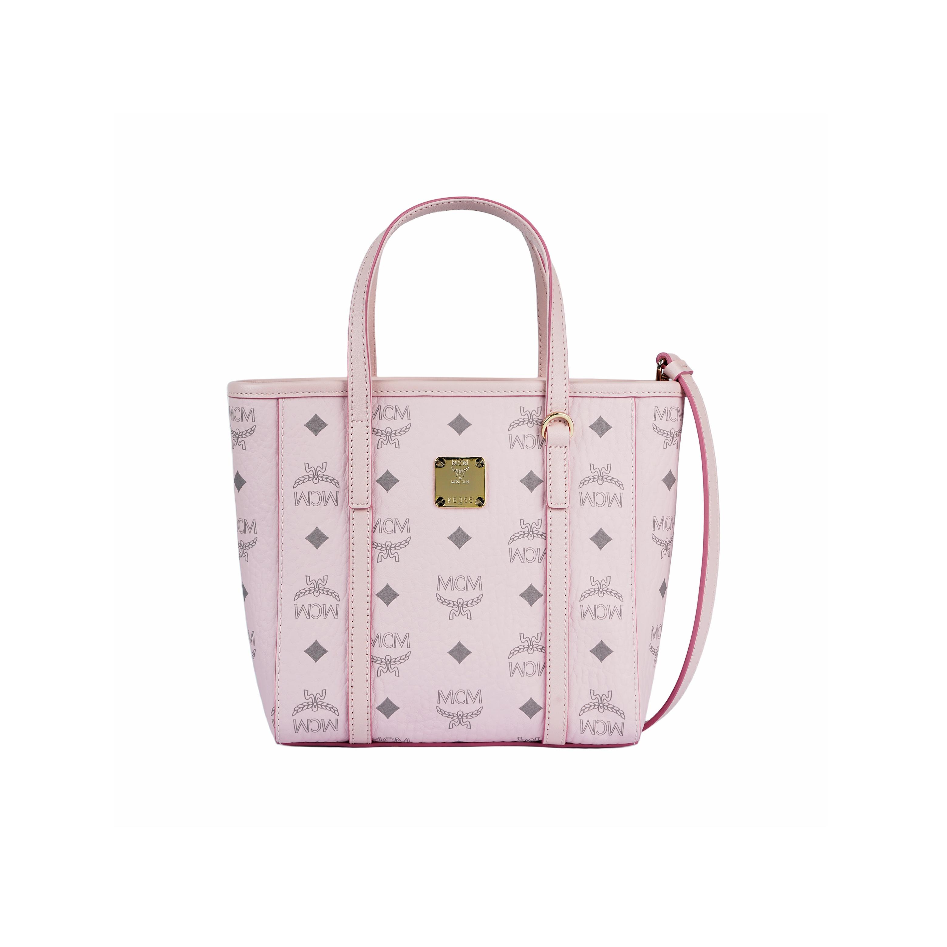 MCM Monogram Leren Tote Tas Boodschappentas Crossbody Schoudertas Handtas Mini Dames tote bags Light-Mist-Pink MWPAATN04QH001 Basic Set (Bag+Dust Bag)