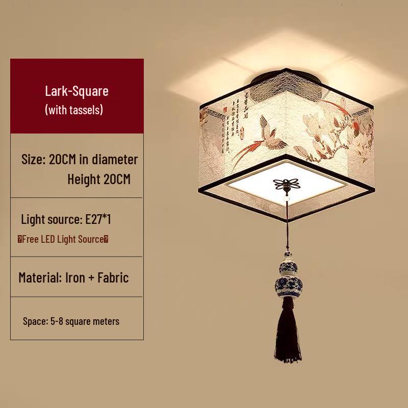LED Ceiling Light for Balcony, Hallway, or Bedroom - New Chinese Style Small Pendant Light