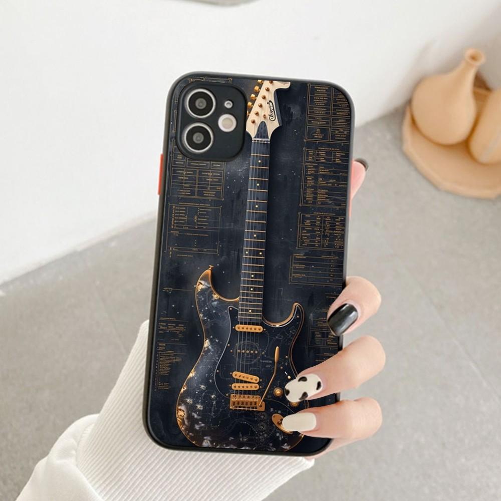 Custodia per Telefono con Strumento Musicale Chitarra Pianoforte Per IPhone 14 11 12 13 Mini Pro Max 8 7 Plus X XR XS MAX Copertura Traslucida Opaca