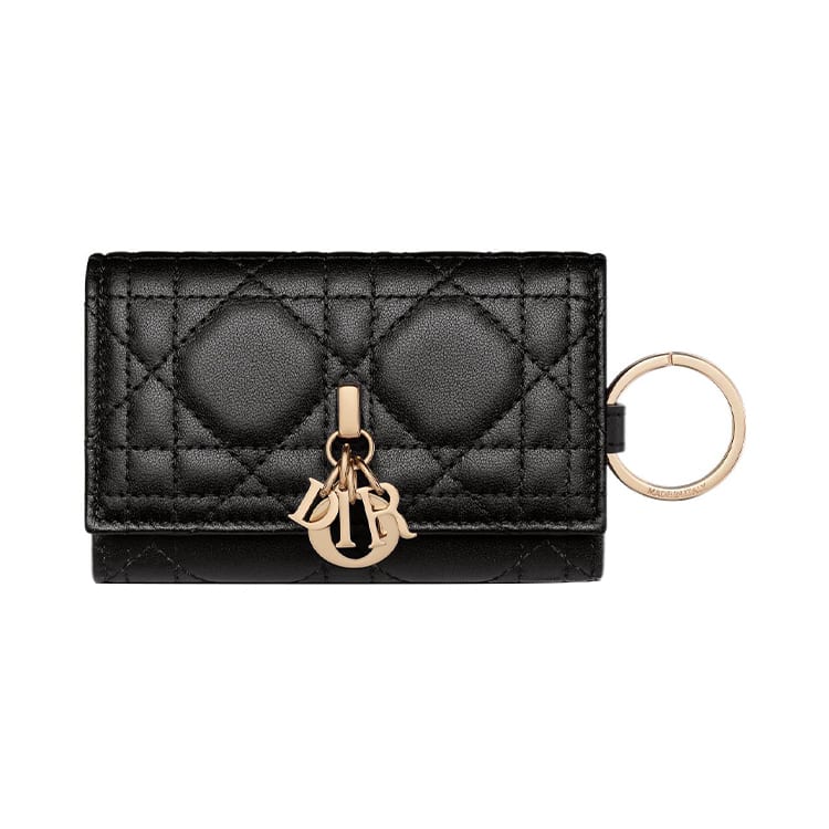 DIOR Lady Dior Lambskin Key Pouch Women's Black S0983ONMJ-M900