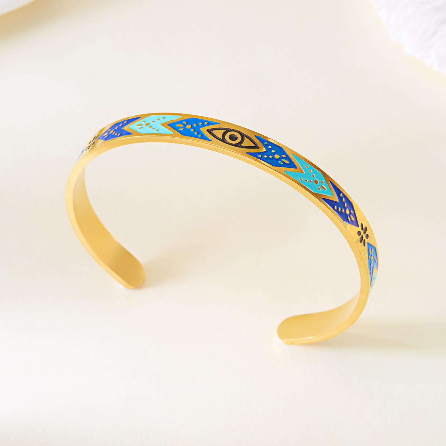 Women Gold Plated Stainless Steel Heart Open Bangle With Crystal Zircon Waterproof Exquisite Bracelet Jewelry