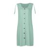 Dresses For Womens Vintage Elegant U Neck Button Long Dress Summer Casual Sleeveless Hollow Out Midi Dress