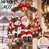 Rustic Christmas Home Accents Santa Claus Hanging Ornaments, Wooden Pendant with Hemp Xmas Party Supplies Rope, Vintage Wall Decoration for