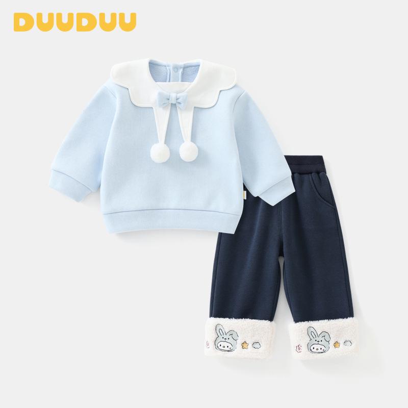 Корейский стиль DUUDUU Комплект худи для девочек 1 года - Новинка Осень/Зима 2025 Спортивная одежда 120cm