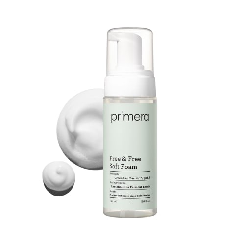 Official PRIMERA Primera Feminine Wash, 150mL, Free & Free Soft Foam, Delicate Foam Wash, Vegan, Sensitive Zone Care, Mild Acidity