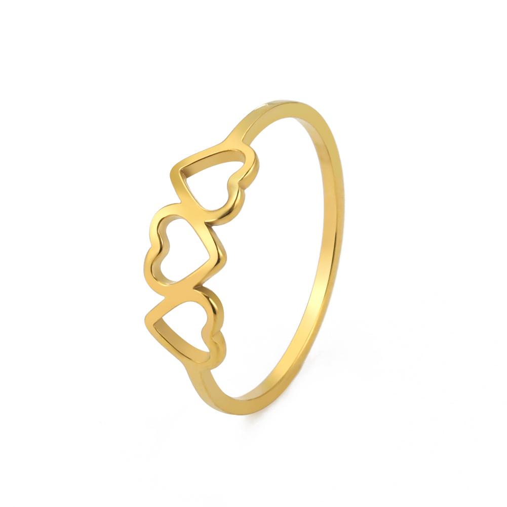 Minimalist Three Hearts Wedding Rings Stainless Steel Love Casual Finger Rings Friend Gift Trendy Jewelry