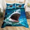 Shark Duvet Cover Queen Marine Life Comforter Cover Blue And White Cartoon Shark Bedding Set Nautical Ocean Theme Quilt Cover