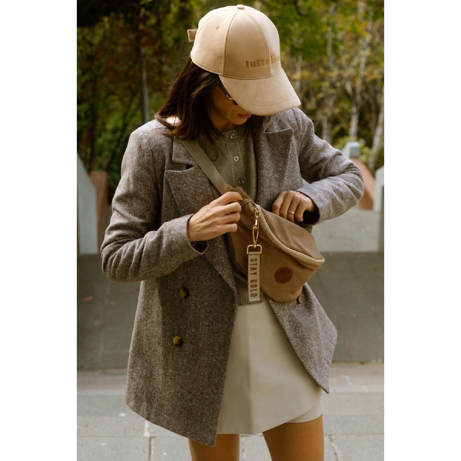 

Stay Gold Canvas Fabric Brown Waist And Shoulder Bag With Adjustable Strap, 2 Compartments - Keychain коричневый