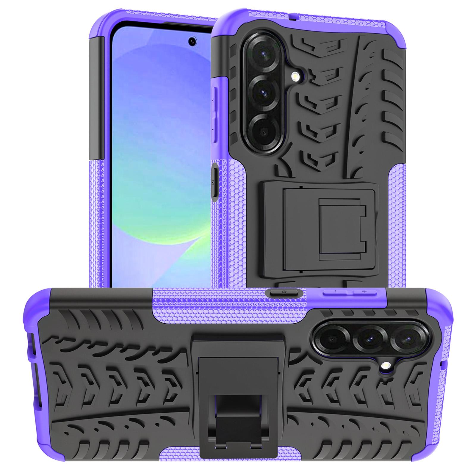 

For Samsung Galaxy A36 5G Case PC+TPU Tyre Pattern Slim Phone Cover with Kickstand Purple