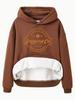 European and American Women's Fleece-Lined Hooded Sweatshirt with Kangaroo Pocket – Autumn/Winter Long-Sleeved Top.