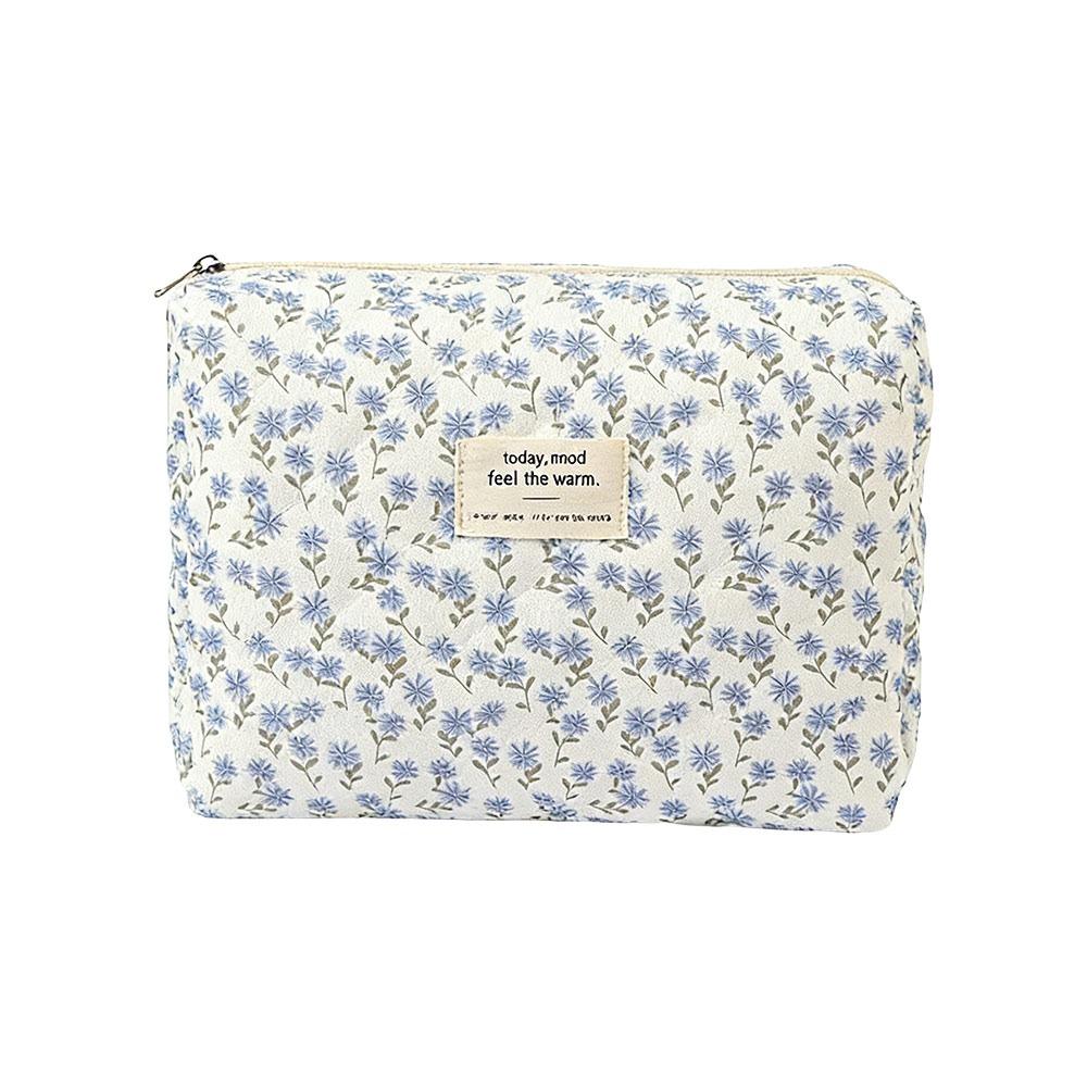 Zipper Aesthetic Cosmetic Organizer Floral Printed Skincare Clutch Toiletry Bag  Travel Storage