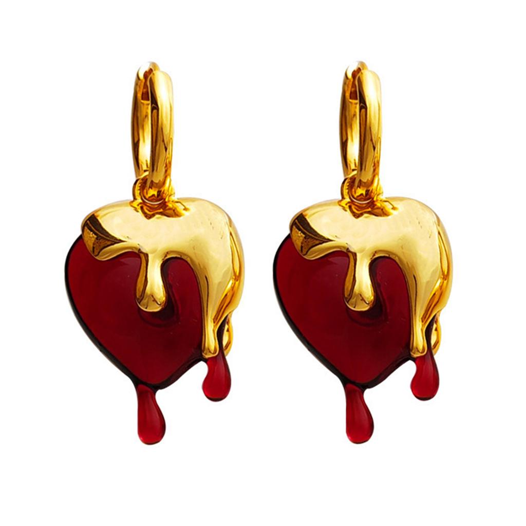 Irregular Heart Hoop Earrings Red Heart Water Drop Dangle Earring Prom Party Jewelry Valentines Day Gifts for Women