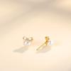 New Niche Design Bow Pearl Earrings Temperament Light Luxury Simple Silver Needle Fashion Stud Earrings